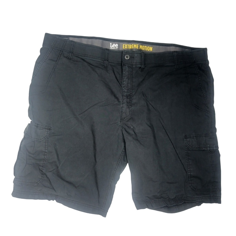 Lee Cargo Shorts Mens 50 Black Extreme Motion Stretch Performance Utility